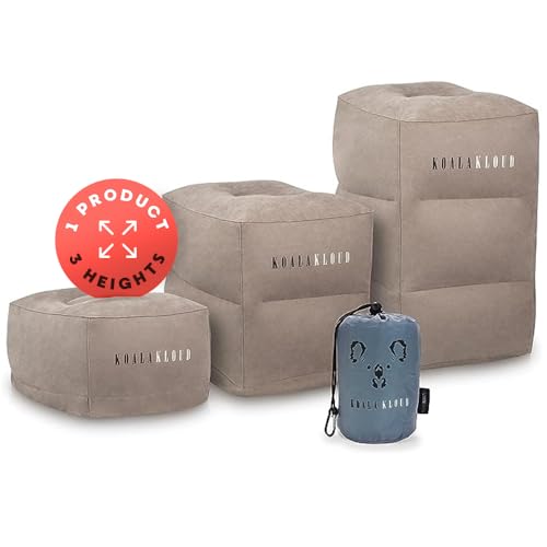 Koala Kloud 3 Height Travel Foot Rest - Gray Inflatable Foot Rest Pillow, Car Seat, Airplane Bed for Toddler Travel Essentials Kids Accessories - color: Gray