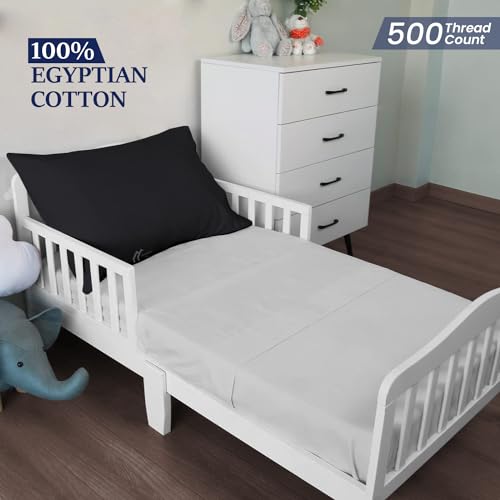Toddler Travel Pillow Cases 12x16 inch, Small Pillow Cover with Zipper Closure Set of 2 mini Pillow Cover 500 Thread Count 100% Egyptian Cotton Travel Pillow case 12x16, Black - color: Black, size: Toddler 12x16