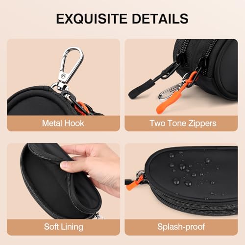Marvolia Double Glasses Case Large Soft Eyeglass Case for Women Men Portable Zipper Sunglasses Pouch with Keychain Clip - color: Black