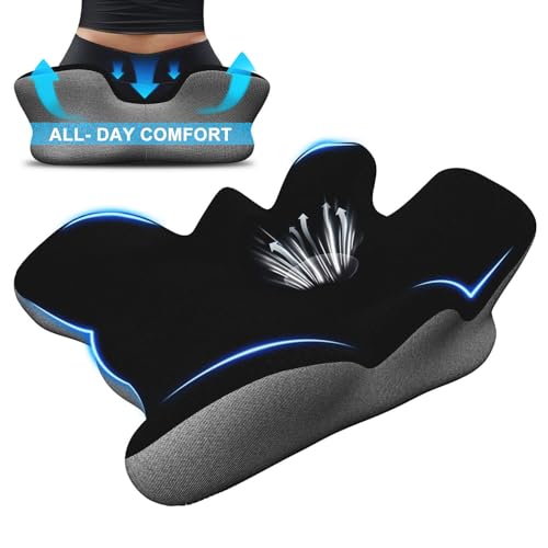 Seat Cushion for Hip Coccyx Pressure Relief, 6in Thick Extra Large Ergonomic Memory Foam Cushions for Sciatica Pain Relief, Sitting Seat Pad on Chair, Drive Seat, Wheelchair, Airplane,All Day Comfort