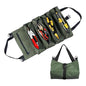 Tool Bag Roll Up,Heavt Duty Tool Organizer Portable Tool Storage Bags Waterproof Oxford Cloth-Zipper Pouch for Men Mechanic, Electricians, Repairman, Green