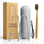 Tongue Scraper Set – Cleaner Kit with Bamboo Toothbrush with Charcoal Bristles & Travel Case – Daily Oral Hygiene Tool for Men & Women (Stainless Steel, 2 - Pack),Reduce Bad Breath, Tongue Scrubber - color: Stainless Steel