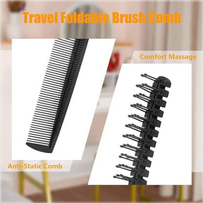 Folding Comb, 24PCS Travel Hair Brush and Comb Set, Portable Foldable Plastic Hairdressing Tools, Anti-Static Hair Comb, Double Headed Hair Brush for Men Women (Black) - size: 24 PCS