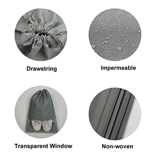 8PCS Travel Shoe Bags with Rope for Men and Women Large Shoes Pouch Organizers - color: Gray