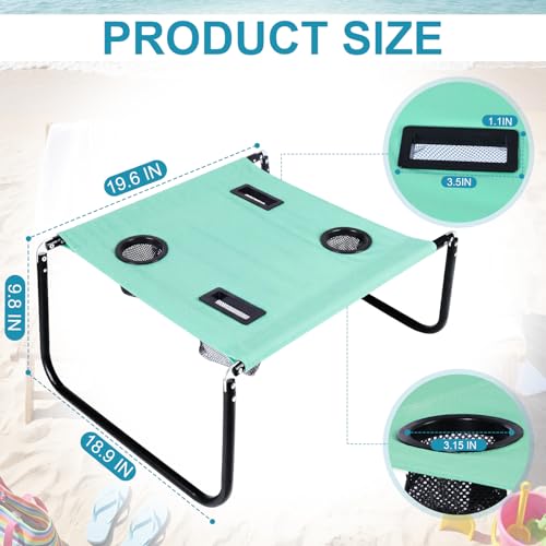 Portable Beach Table Foldable Camping Picnic Table with Cup Holder and Phone Pockets Lightweight Stable for Tailgate Travel Fishing Hiking and Outdoor Adventures(Green,Solid Pattern) - color: Green