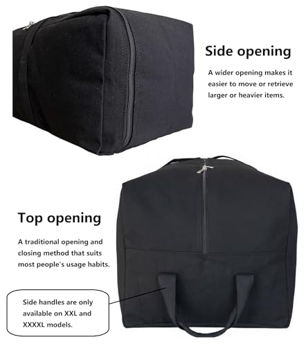 DoYiKe Extra Large Canvas Travel Duffle Bag, Camping, Storage - color: Black Side-opening, size: XXXX-Large