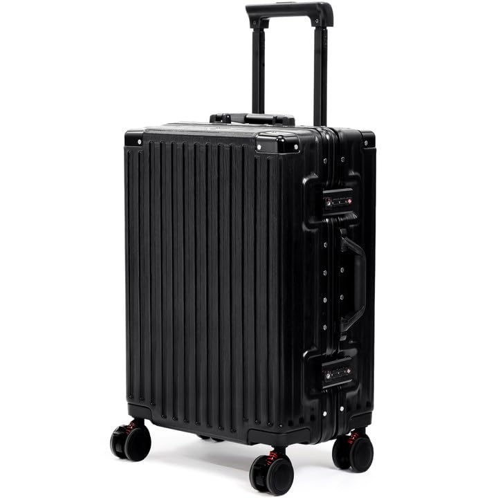 VentureVault Carry On Luggage 22x14x9 Airline Approved, Zipperless Luggage Carry On, Hard Shell Suitcases with TSA Lock, Lightweight Carry On Suitcases with Aluminum Frame (black, 20inch) - color: Black, size: 20inch