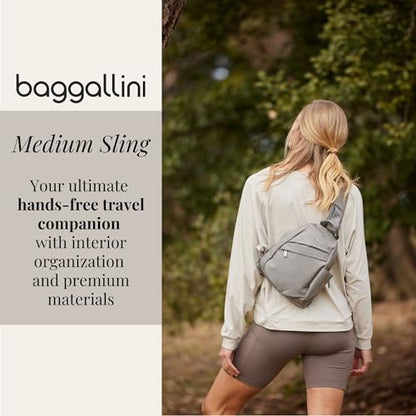 Baggallini Medium Sling Backpack - 9"x11" Lightweight Sling Bag with Convertible Adjustable Shoulder Strap - color: Sterling Shimmer