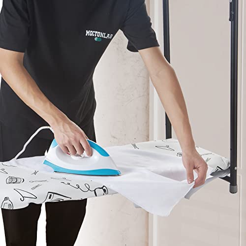 Seiritex Over the Door Ironing Board Cover 13 x 37 inch, Small Iron Board Cover w Heat Reflective 3 Layers Thick Padding with Hook and Loop Fasteners (White) - color: White, size: 13x37