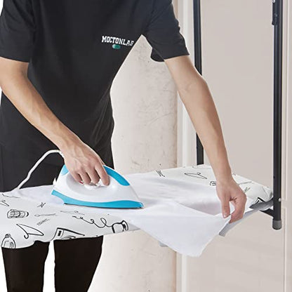 Seiritex Over the Door Ironing Board Cover 13 x 37 inch, Small Iron Board Cover w Heat Reflective 3 Layers Thick Padding with Hook and Loop Fasteners (White) - color: White, size: 13x37