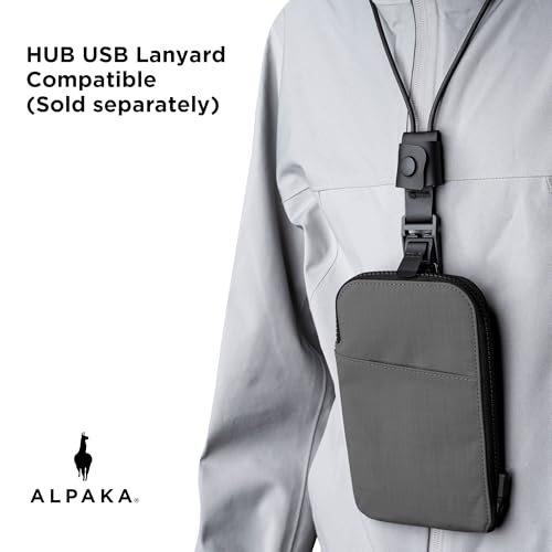 ALPAKA Zip Travel Wallet Grey Axoflux 210D - RFID Passport Holder, Self Locking Zipper Travel Wallet Tear Resistant Material, 4 Pockets and 2 Card Slots - HUB Accessories Compatible - color: Grey