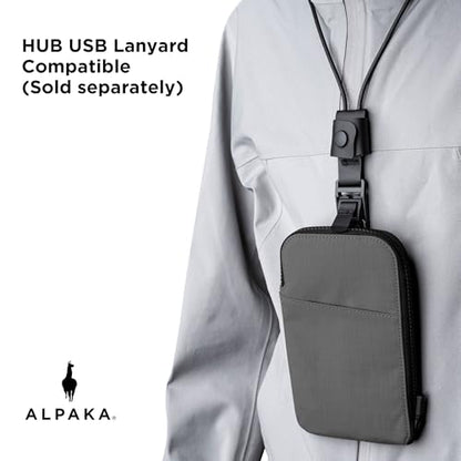 ALPAKA Zip Travel Wallet Grey Axoflux 210D - RFID Passport Holder, Self Locking Zipper Travel Wallet Tear Resistant Material, 4 Pockets and 2 Card Slots - HUB Accessories Compatible - color: Grey