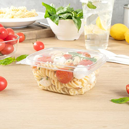 Restaurantware Thermo Tek 16 Ounce Deli Food Containers 100 Anti-Fog Hinged Lid Containers - Freezable Rectangle Clear Plastic To Go Food Containers Disposable - size: 16 oz