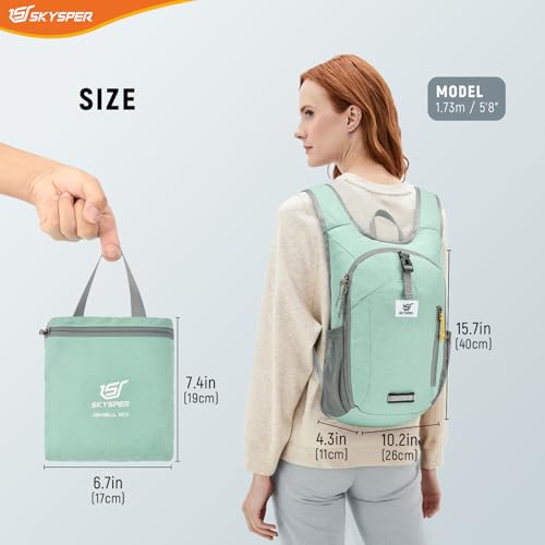 SKYSPER 10L Hiking Backpack Small Foldable Daypack Packable Lightweight Hiking Daypack Travel Day Pack for Women Men - color: Mintgreen