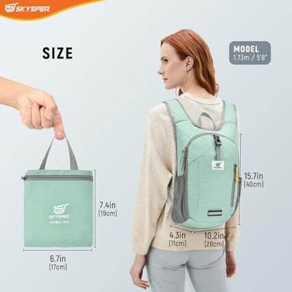 SKYSPER 10L Hiking Backpack Small Foldable Daypack Packable Lightweight Hiking Daypack Travel Day Pack for Women Men - color: Mintgreen