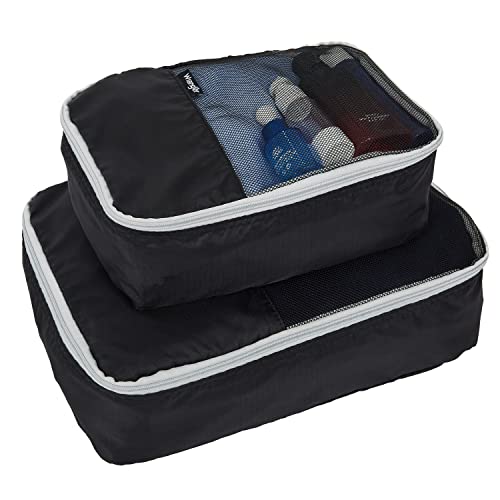 Wrangler 4 Piece Miami Luggage and Packing Cubes Set, Black - color: Black, size: 4 Piece Set