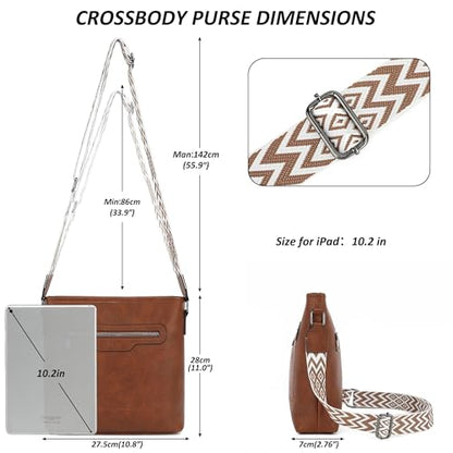 TANTOMI Crossbody Bags for Women Casual Crossbody Purses for Women Travel Shoulder Bag Handbags with Adjustable Strap - color: Brown
