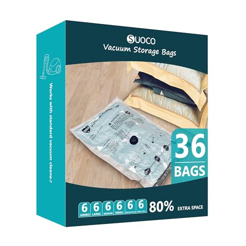 Vacuum Storage Bags, Compression Packing Space Saver Seal Bags for Clothing Bedding Comforters Blankets Pillows, 36 Combo - size: 36 Combo