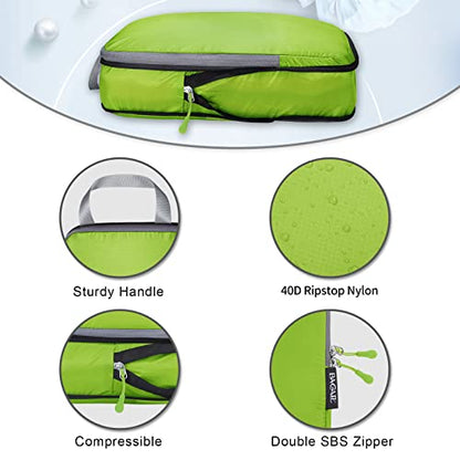 BAGAIL 5 Set Ultralight Compression Packing Cubes Travel Accessories Expandable Packing Organizers(Green) - color: Green