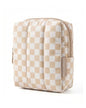 BAGSMART Small Travel Makeup Bag for Purse Toiletry Pouch, Puffy Padded Mini Cosmetics Bag, Cute Make Up Pouch for Women with Slip-in Pocket, Travel Essentials for Toiletries, Checkered Khaki - color: 09-Checkered Khaki