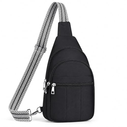 Small Sling Bag for Women, Puffer Crossbody Bag Anti Theft Travel RFID Purses Fanny Packs for Travel Hiking - color: Black