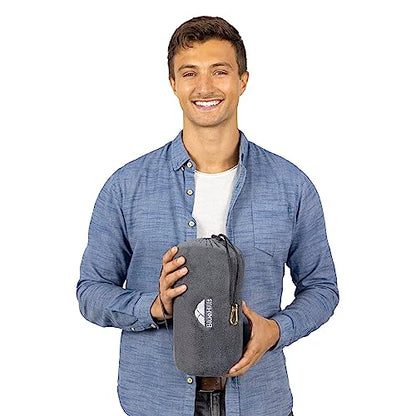 BlueHills Travel Blanket Pillow Rolled Premium Soft Plush Airplane Throw Traveling Essentials Compact in a Bag 70 X 48 inches for Long Plane Flight Portable Lightweight Grey Gray R01 - color: R01-gray