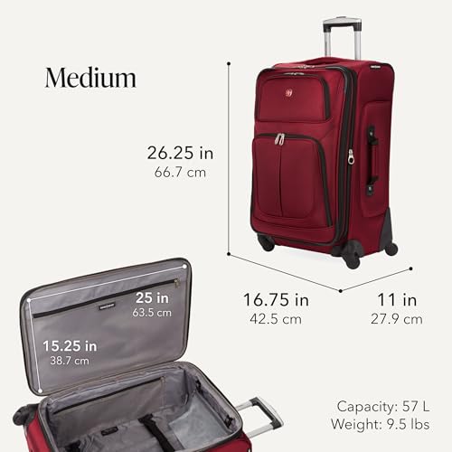 SwissGear Sion Softside Expandable Roller Luggage, Burgundy, 3-Piece Set (21/25/29) - color: Burgundy, size: 3-Piece Set (Carry-On/Medium/Large)