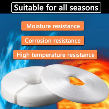 Hand Grade Polypropylene (PP) Strapping Coil 0.59" x 0.0315" 330lbs Break Strength White Poly Strap 100pcs strapping seals for Manual Packing Box Packing Strapping (Length228' x 5 Rolls) - size: Length228' x 5 Rolls