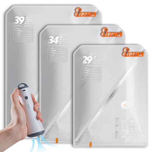Vacbird Vacuum Seal Bags for Clothing with Rechargeable Cordless Pump, 24 Pack Vacuum Storage Bags, Compression Packing for Clothes Bedding Blanket Pillows Comforters - size: 24 Pack Combo