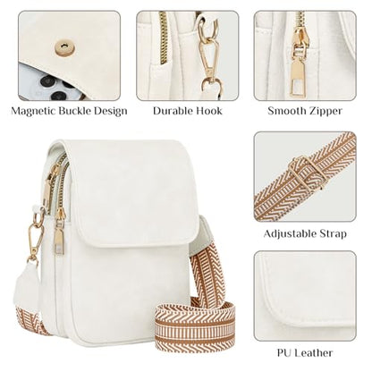 Fashion Small Crossbody Bags for Women Trendy Designer Cell Phone Purses Wallets with Card Holder Anti Theft Travel - color: White