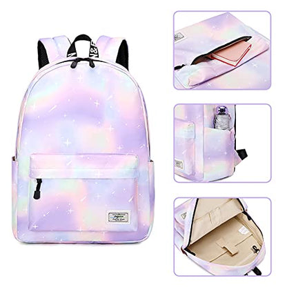 mygreen Kids Backpack, Kawaii Girls Backpack for School Ages 8-12 - color: Purple Blue,14 Inch Laptop