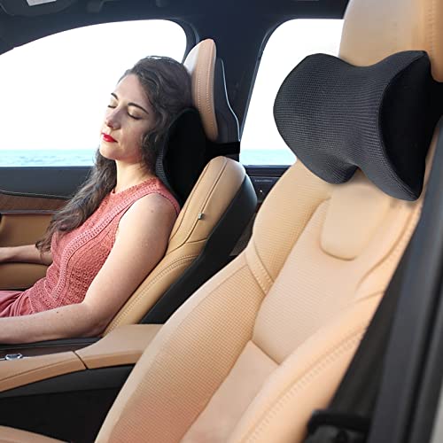 SPRFUFLY Make Relaxing Car Headrest Pillow, Car Pillow for Driving with Adjustable Strap, Breathable Removable Cover & Ergonomic Design - Softness Travel Car Neck Support Pillow(Black, 1PC) - color: Black