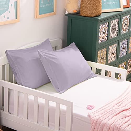 NTBAY Egyptian Cotton Toddler Pillowcases - Set of 2 - Travel Pillow Cases - 500 Thread Count Cotton 13x18 Pillow Covers - Envelope Closure Nursery Pillowcases, 13x18 Inches, Light Purple - color: Light Purple