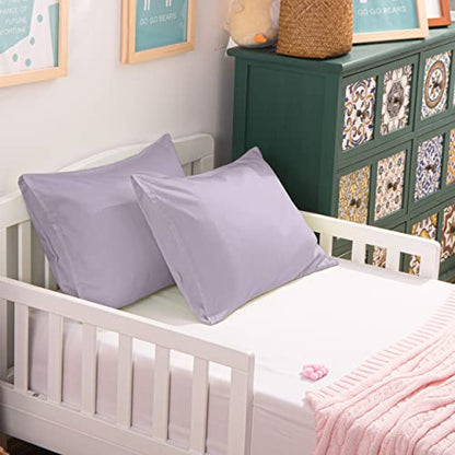 NTBAY Egyptian Cotton Toddler Pillowcases - Set of 2 - Travel Pillow Cases - 500 Thread Count Cotton 13x18 Pillow Covers - Envelope Closure Nursery Pillowcases, 13x18 Inches, Light Purple - color: Light Purple