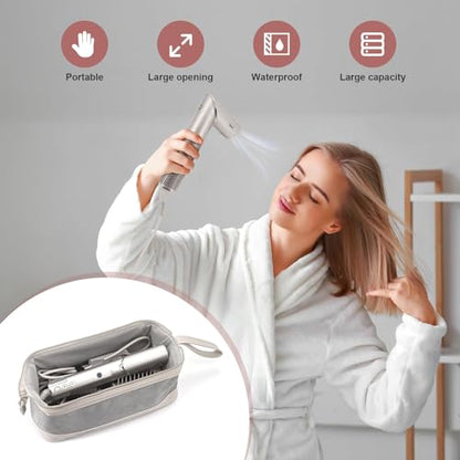 2026 Latest Shark Flex Style Travel Case for Dyson Airwrap Hair Dryer Brush Revlon Hair Tools Travel Bag Carrying Case Flat Curling Iron Organizer (Light Gray) - color: Light Gray
