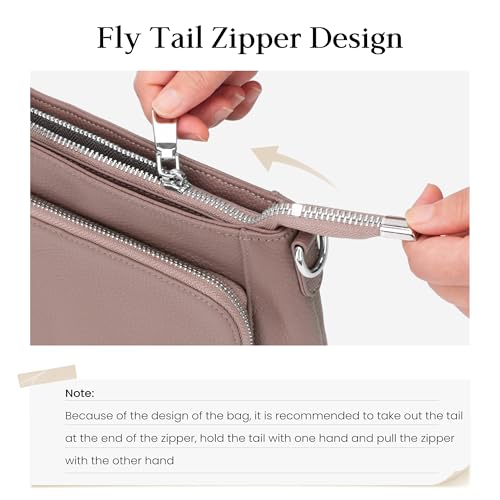 befen Anti Theft Genuine Leather Crossbody Bags for Women Handbags and Shoulder Basg with Built in Wallet RFID Leather Purse - color: Pink