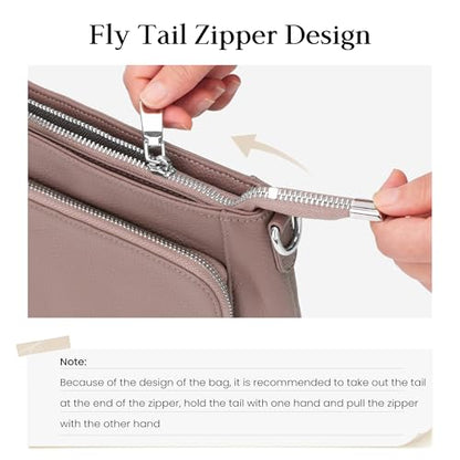 befen Anti Theft Genuine Leather Crossbody Bags for Women Handbags and Shoulder Basg with Built in Wallet RFID Leather Purse - color: Pink