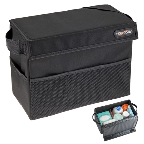 High Road Carganizer Car Storage Bin with Lid - Multipurpose Storage Box for Car for the Back Seat, Front Seat or Trunk - Univeral Car Organizer Fits All Vehicles - size: 9 × 12 × 6 inches