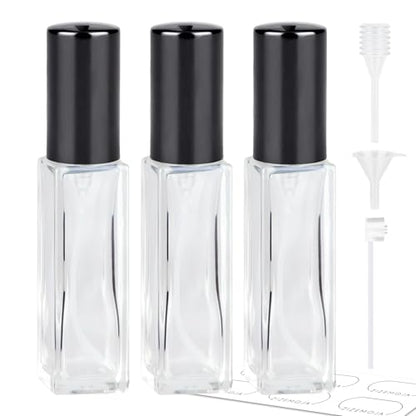 Perfume Travel Refillable Atomizer, 3 Pack 10ml Leak Proof Refillable Perfume Bottle for Air Travel, Purse and Business Trips, Glass Atomizer Sprayer for Cologne with Funnel & Pipette - color: Clear