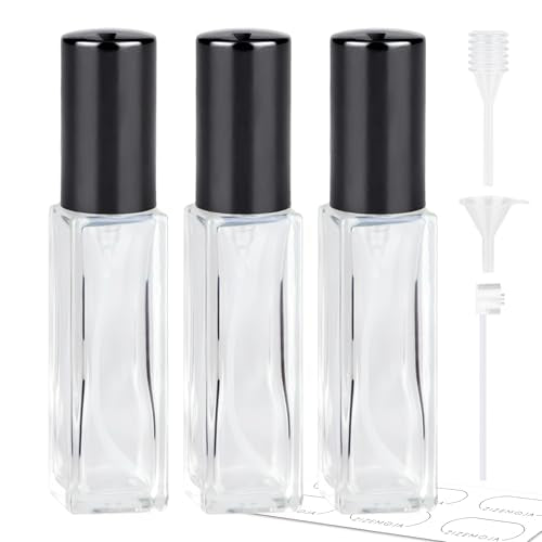 Perfume Travel Refillable Atomizer, 3 Pack 10ml Leak Proof Refillable Perfume Bottle for Air Travel, Purse and Business Trips, Glass Atomizer Sprayer for Cologne with Funnel & Pipette - color: Clear