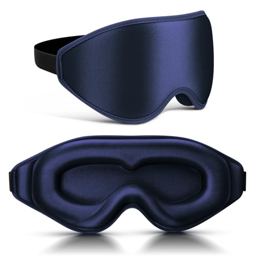 99% Fully Block Out Light Eye Sleep Mask, 3D Deep Contoured Eyes Cover Zero Pressure, Long Lash Extension Eyes Mask with Adjustable Straps for Sleeping Travel Home Nap Rest Women Men (Dark Blue) - color: Dark Blue