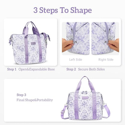 Lunch Box for Women Insulated Lunch Bag, Cute Lunch bags,Reusable Large Capacity Leakproof Lunchbox with Adjustable Shoulder Strap, Lunch tote for Work Office Picnic Travel (Purple Flower) - color: Purple Flower