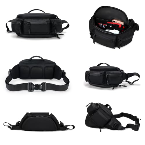 reeyee tactical fanny pack Fanny Pack for Men Women,Water-Resistant Sling Bag,Reflective Zipper, Utility Cycling Waist Pack, 6.5L Expandable Motorcycle Hip Bag Belt Outdoor Hiking Fishing Bumbag