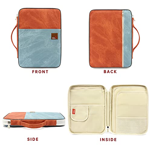 Document A4 Bag Case Waterproof Organizer Portfolio Office Travel Zipper Multi-Function Pouch - color: Green Khaki