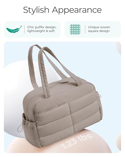BAGSMART Gym Bag for Women with Toiletry Pouch, Lightweight Weekender Bags for Women with Wet Pocket, 31L Quilted Travel Duffle Carry On Bag, Weekender Overnight Bag for Travel,Water Resistant - color: Charcoal Grey