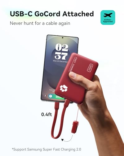 INIU 45W Fast Charging Portable Charger, 40% Smaller 10000mAh with Detachable Cable, Flight-Safe Travel Power Bank, USB C External Phone Battery Pack for Long Flight, Vacation, Cruise, Teens, Red - color: Red