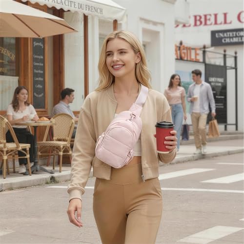 TOPEAST Sling Bag for Women, Anti-Theft Crossbody Bag with RFID Blocking & Water Bottle Holder for Travel, Water-resistant - color: Pink