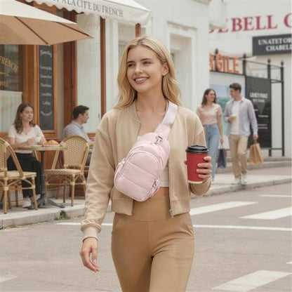 TOPEAST Sling Bag for Women, Anti-Theft Crossbody Bag with RFID Blocking & Water Bottle Holder for Travel, Water-resistant - color: Pink