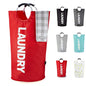 Caroeas 100L Laundry Basket,Large Laundry Hamper, Laundry Bag with Padded Handles, Clothes Hamper Stands Up Well, Collapsible Free Standing Easy Storage Washing Bin (Red,100L) - color: Red, size: 100L
