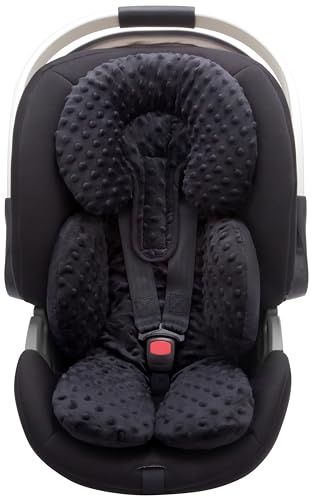 Pro Goleem Infant Car Seat Insert, Baby Head Neck Body Support, Soft Minky Newborn Car Seat Insert, 2-in-1 Reversible, Boys and Girls, Black - color: Black